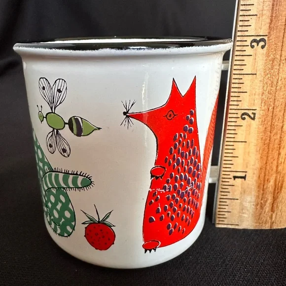 Arabia Finel Enamel Vintage 1960s Rare Made in England Coffee Cup 3”